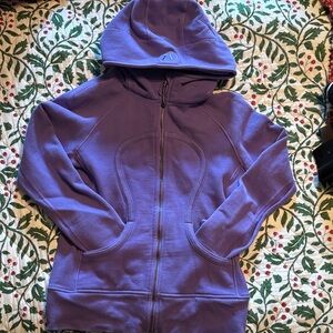 Lululemon Athletica Purple Scuba Hoodie with Floral Stitching